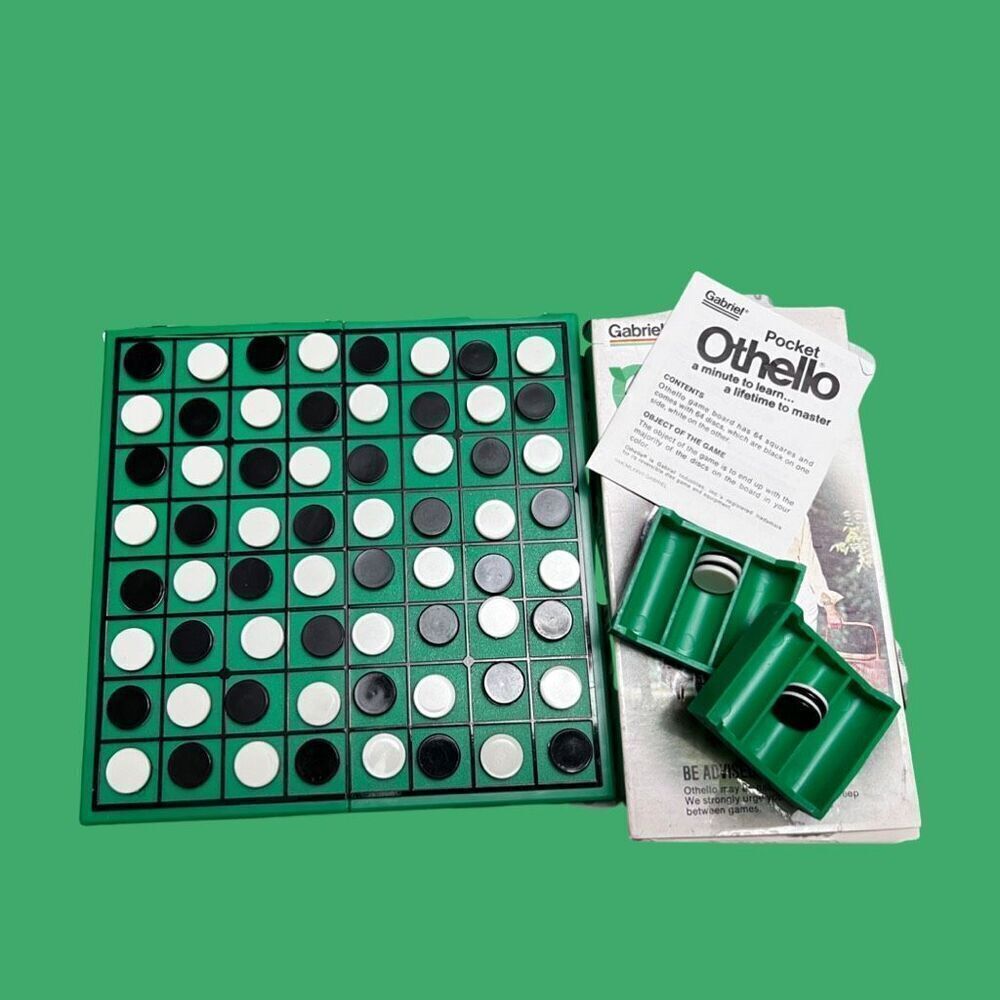 Vintage 1977 Gabriel Pocket Othello Strategy Travel Board Game COMPLETE